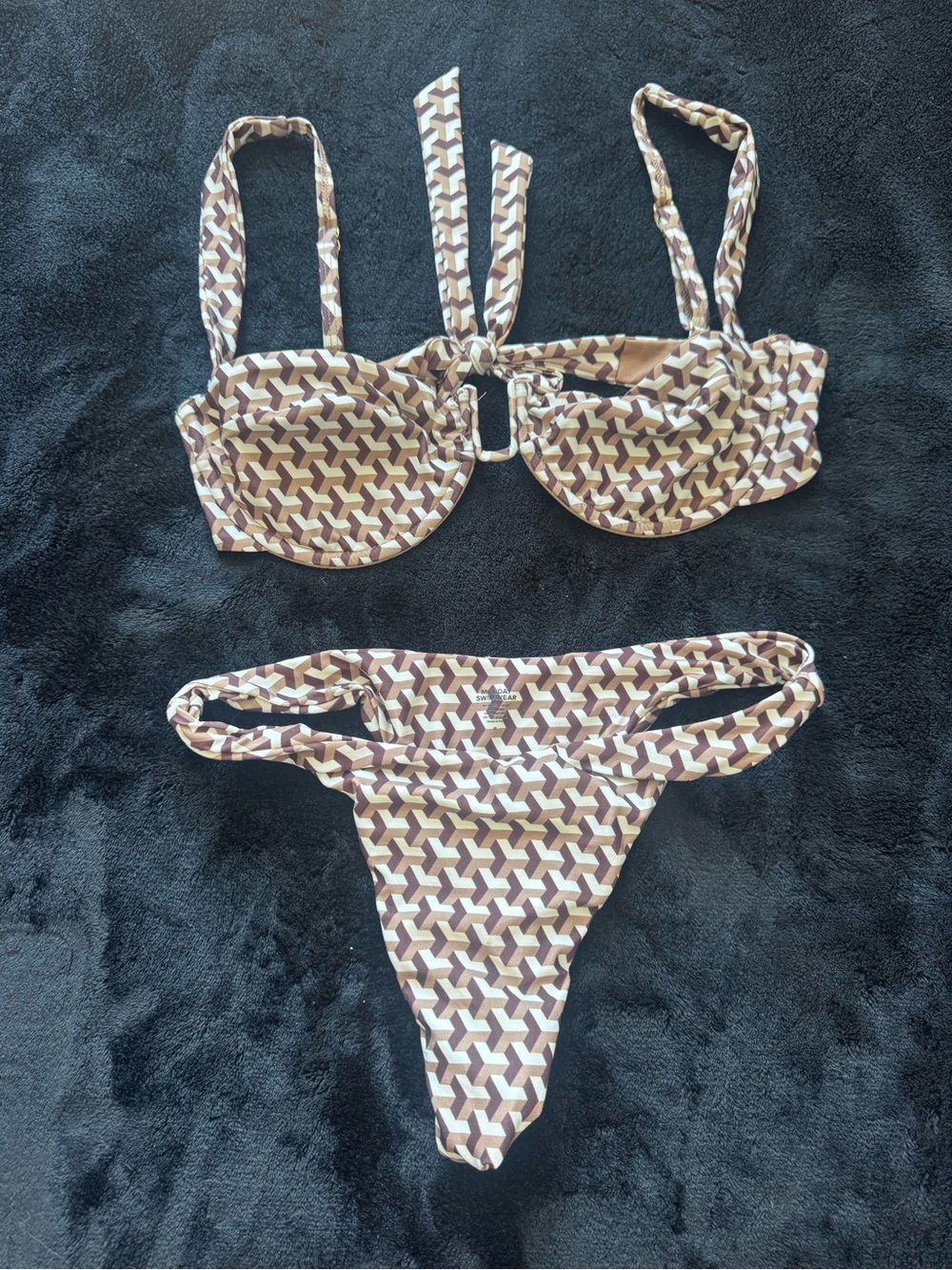 Monday Swimwear Brown Geometric Bikini Set